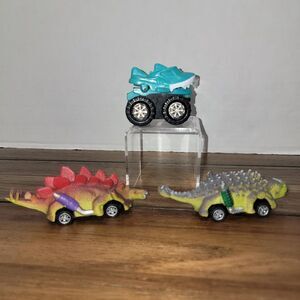 Set of 2 Dinosaur Cars + Shark Truck